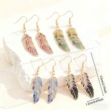 1 Pair/4 Pairs/Set Women's Iron Feather Drip Oil Fashion Dangle Earrings - Feather - View 7