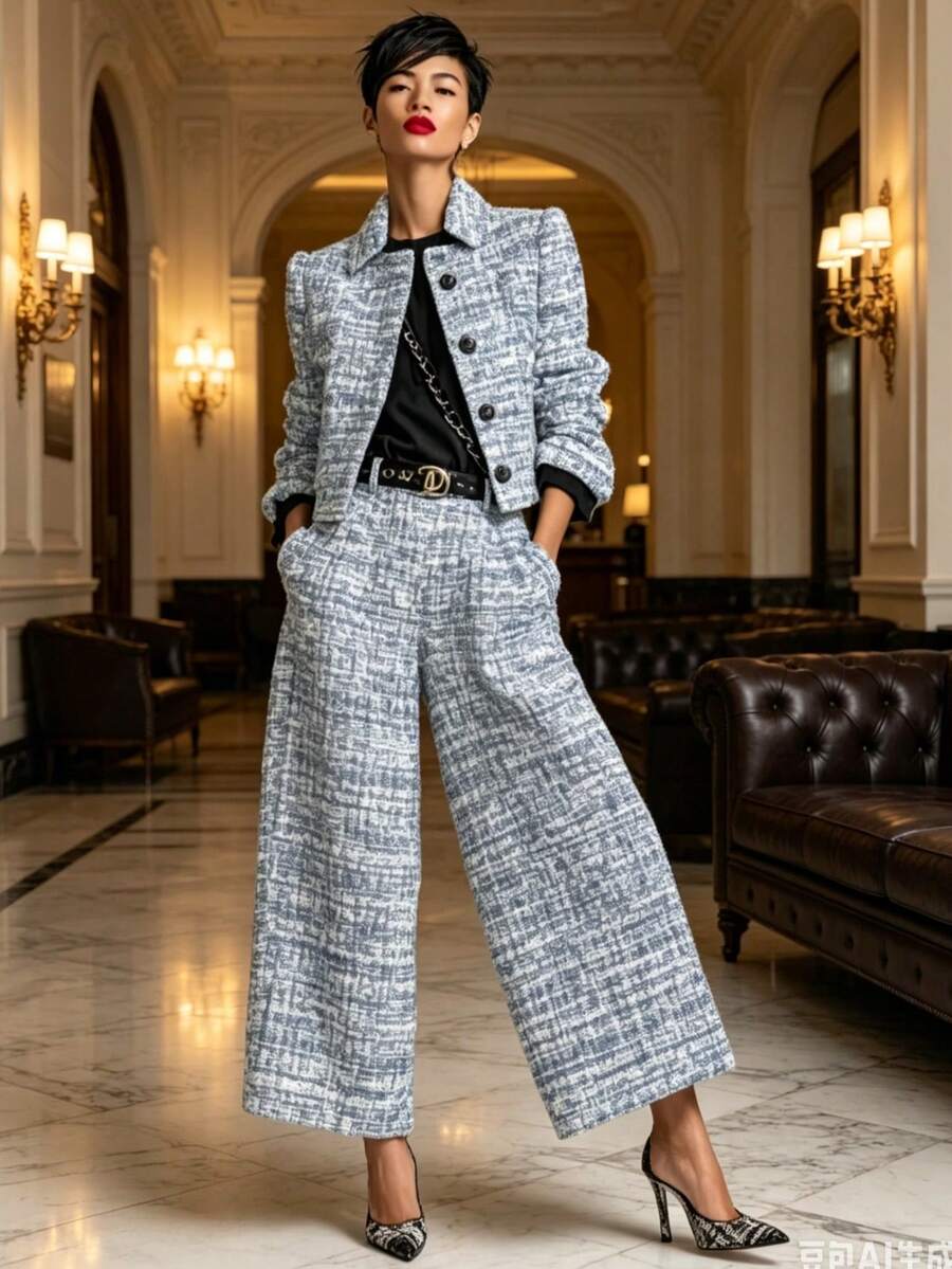 Women Suit Sets - Blue - View 1