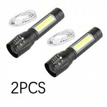 1件/2件裝迷你LED手電筒 USB充電 超亮便攜式戶外緊急照明燈 - 手電筒 - 查看 11