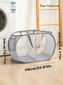 1/2pcs Classic Horizontal Laundry Basket With Hygienic Divider Design, Multi-Functional Storage Bin For Clothes And Miscellaneous Items, Suitable For Home, Living Room, Dorm Or Laundry Room - Multicolor - View 8