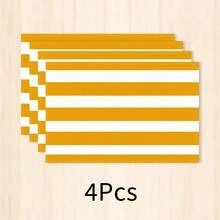 1pc Yellow & White Striped Placemat, Minimalist Modern Table Mat, Dining Table Decor, Easy To Clean Kitchen & Restaurant Home Daily Use, Christmas Holiday Decoration - Multicolor - View 9