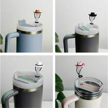 4pcs Straw Caps, Compatible With Cups, Silicone Straw Caps, Cowboy Hat Design, Suitable For 10mm (0.4 Inch) Straws, Cute Women's Gift - Multicolor - View 6