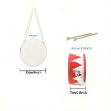 5/1pc Percussion Drum Instrument (With Adjustable Strap And 2 Drumsticks), Handheld Shaker. Suitable For Stage, Dance Party, Party Performance, Perfect For Halloween, Christmas Party Gathering, Ideal Birthday Gift - Multicolor - View 3