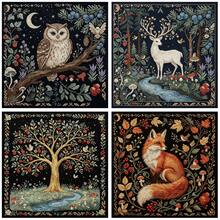 14CT Printed Cross Stitch Kit Animal Style: Owl, Deer, Fox Cross Stitch Patterns For Adult Beginners Relaxing DIY Includes Fabric, Needles, Thread And Illustration Unframed Handmade Wall Decor Gift 40x40cm/15.7x15.7in - A - View 12