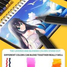 36pcs Marker Pen Art Set Bagged Watercolor Pens Student Dual-Tip Anime Drawing Oil-Based - Black - View 7