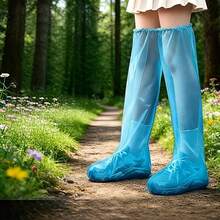 2 Pairs Extra Long Over-The-Knee Waterproof Shoe Covers, Portable Foldable Rain Shoe Covers, Suitable For Rainy Weather, Walking, Cycling, Travel, Camping, Hiking, Outdoor Emergency Rain Protection - Multicolor - View 9