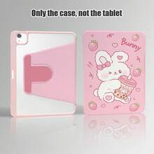 White Rabbit, Strawberry, Milk Tea Pattern Painted Effect Tablet Protective Case, Built-In Pen Slot, With Stand, Suitable For Honor 8/9/10/X8/X8A/X9/X8Pro/X9Pro And Other Models/ MatePad Se 11 Inch/MatePad 11 Inch/11.5 Inch, MatePad Pro Apple 10th/11th Generation 2025 (A16), Galaxy Tab A7/A9 And Other Popular Models - Multicolor - View 5