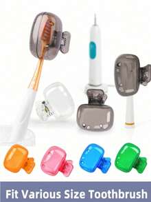 1/3pcs Travel Electric Toothbrush Head Protective Cover, Brush Head Storage Box, Portable Plastic Clip-On, Universal For Home And Travel Use (Random Color) - A - View 6
