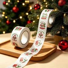 500pcs/Roll Christmas Round Roll Stickers, Holiday Gift Sealing Labels, Self-Adhesive Vinyl Labels, Suitable For Planner, Scrapbook And DIY Decoration - Multicolor - View 10