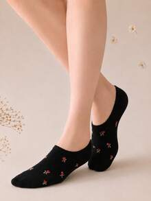 4 Pairs Random Spring/Summer Ditsy Floral Women's Invisible Socks, Casual Home Gathering Gift - Multicolor - View 5