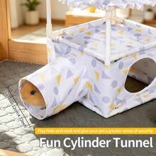 ITANDME Two-Level Guinea Pig Hideout | Guinea Pig Hideout With Tunnels | For Play And Rest | Open-Bottom Design For Easy Cleaning | Durable Fabric | Decorative Habitat For Small Pets | Suitable For Guinea Pigs, Rats, And More - View 8