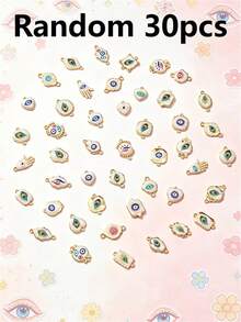 5/10/15/20/30/50pcs Random Multicolor Gothic/Punk Metal Love & Devil's Eye Pendant, Suitable For DIY Necklace, Bracelet, Earring, Keychain, Phone Chain, Couples's Gift, Jewelry Making - Multicolor - View 18