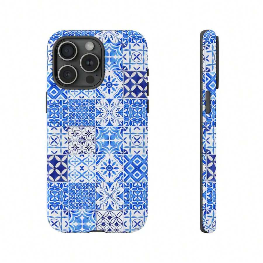 Funda de teléfono de cerámica: diseño azul de estilo portugués, funda protectora - Blanco - Ver 1