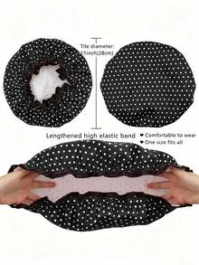 Double Layer Waterproof Shower Cap, Reusable Satin Shower Cap With PEVA Lining, College Essentials, Autumn Daily Hair Care, Halloween Decoration Cute Accessory, Christmas Decoration, Bathing Spa Makeup Cooking Use - Multiple Styles - View 3