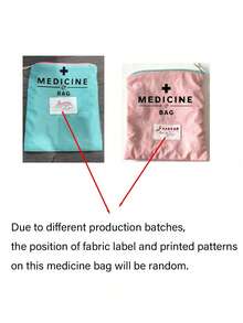 Portable Medicine Storage Bag/Pill Box/First Aid Kit/Cosmetic Bag/Coin Purse With "Medicine" Print, Suitable For Daily, Outdoor And Travel Use; Convenient For Organizing Medications, Also For Organizing Cosmetics, Phones And Other Small Items; Travel Essential, Suitable For Teacher's Day Gift, Personalized Gift, Small Gift Exchange, Room Decor, Dorm First Aid Kit, Holiday, Back To School, Commute And Home Use. - Multicolor - View 10