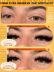 Manga Style Slim Curly Eyelash Clusters, Pointed Natural Fluffy Soft Eyelash Extensions, 10-18mm Mixed Length Lightweight DIY Cluster Lashes, Suitable For Daily Wear And Cat Eye Makeup - D - View 4