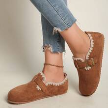 Lace Trim Buckle Slip On Loafers For Women Casual Flat Daily Walking Summer Shoes - Brown - View 6