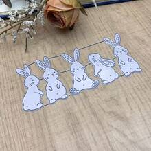 5pcs Rabbits Bunny Dies Metal Die Cuts, Easter Rabbits Bunny Cutting Dies Cut Stencils For DIY Scrapbooking Cards Photo Album Decorative Embossing Paper Dies For Scrapbooking Card Making - MC1480 - View 5