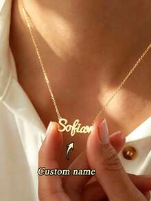 Customized Name Necklace, Personalized Handwritten Letter Pendant, Stainless Steel Material, Men's Chain Necklace, Valentine's Day Gift, Mother's Day Gift, Easter Gift - Multicolor 3 - View 2