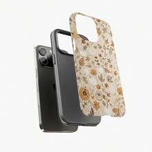 Autumn Pumpkin Phone Case: Leaf Pattern Protective Cover, Double-Layer Protection - White - View 7