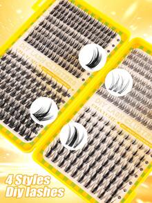 400pcs Mixed Style Cluster False Eyelashes, Maple Leaf/Wheat/Triple Fish, Delicate Natural Eyelash Band, DIY Home Eyelash Extension, Cluster False Eyelashes, Single Piece False Eyelashes, False Eyelashes, Suitable For Creating Various Makeup Looks, Suitable For Daily/Date/Party Use - Multicolor - View 5