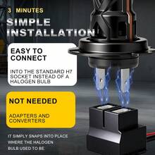 TOAUTO H7 LED Canbus No Error Headlights 15000LM 80W H1 H3 9005 H11 LED Lights Bulbs High Power Auto Turbo Lamps 6000K White - A - View 4