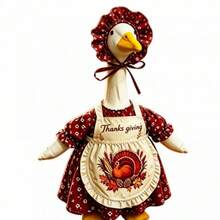Thanksgiving Outfit For 23 In Goose Statue Dress Apron And Ruffle Bonnet - Yellow - View 6
