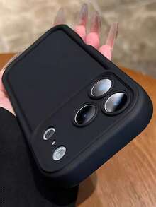 奢華純色相機保護手機殼，適用於 iPhone 17 Pro Max 16 15 14 13 12 Pro Max，極簡時尚易保護後蓋 - 黑色 - 查看 2