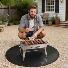 Round Fire Pit Mat Black Under Grill Mat Round Firpit Mat - 1PCS - View 5