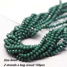 2Strands(Around 156pcs) 6mm Green Color Glass Beads For Jewelry Bracelets Making DIY Accessories - 6mm - View 29