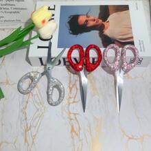 1pc Luxury Rhinestone Stainless Steel Scissors, Portable Multi-Purpose Scissors, Suitable For Office, Home, Tailoring And Sewing, For Adults Only, 18+ Age Restriction - Multicolor - View 6