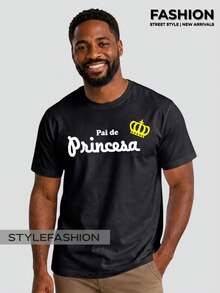 Camiseta Pai De Princesa Dia Dos Pais Presente Especial Papai De Menina Camisa 100% Algodão - Preto - Visão 1