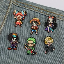One Piece 琺瑯領章針 魯夫 索隆 山治 喬巴 羅賓 布魯克 Q版動漫角色胸章徽章 背包裝飾 粉絲禮物 - 彩色 - 查看 4