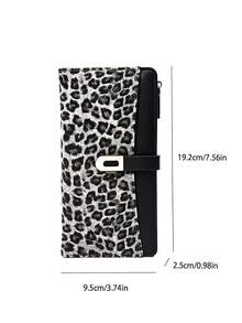 Women's Long Colorblock Patchwork Wallet, Fashionable Leopard & Tree Print Multi-Function ID Card Holder, Exquisite Fashion Snap Closure Large Capacity Zipper Card Wallet Coin Purse, Lightweight & Convenient For Young Students, Suitable As Holiday Gift - Black - View 3
