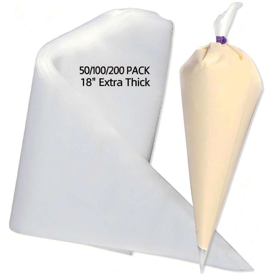 50/100/200pcs Extra Large Non-Slip Piping Bags, Thickened Transparent Decorating Bags - For Cake Decoration, Cookies And Cream - Non-Slip Design, Baking Accessories, Baking Chocolate Cake, Cream Frosting And More - View 1