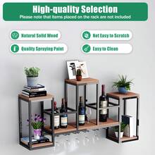 Wall-Mounted Modern Minimalist Metal Wine Rack, Sturdy Hanging Wine & Bottle Storage System, Wall Wine Rack For Home Bar, Kitchen And Dining Room Decoration - 棕色 - 查看 2