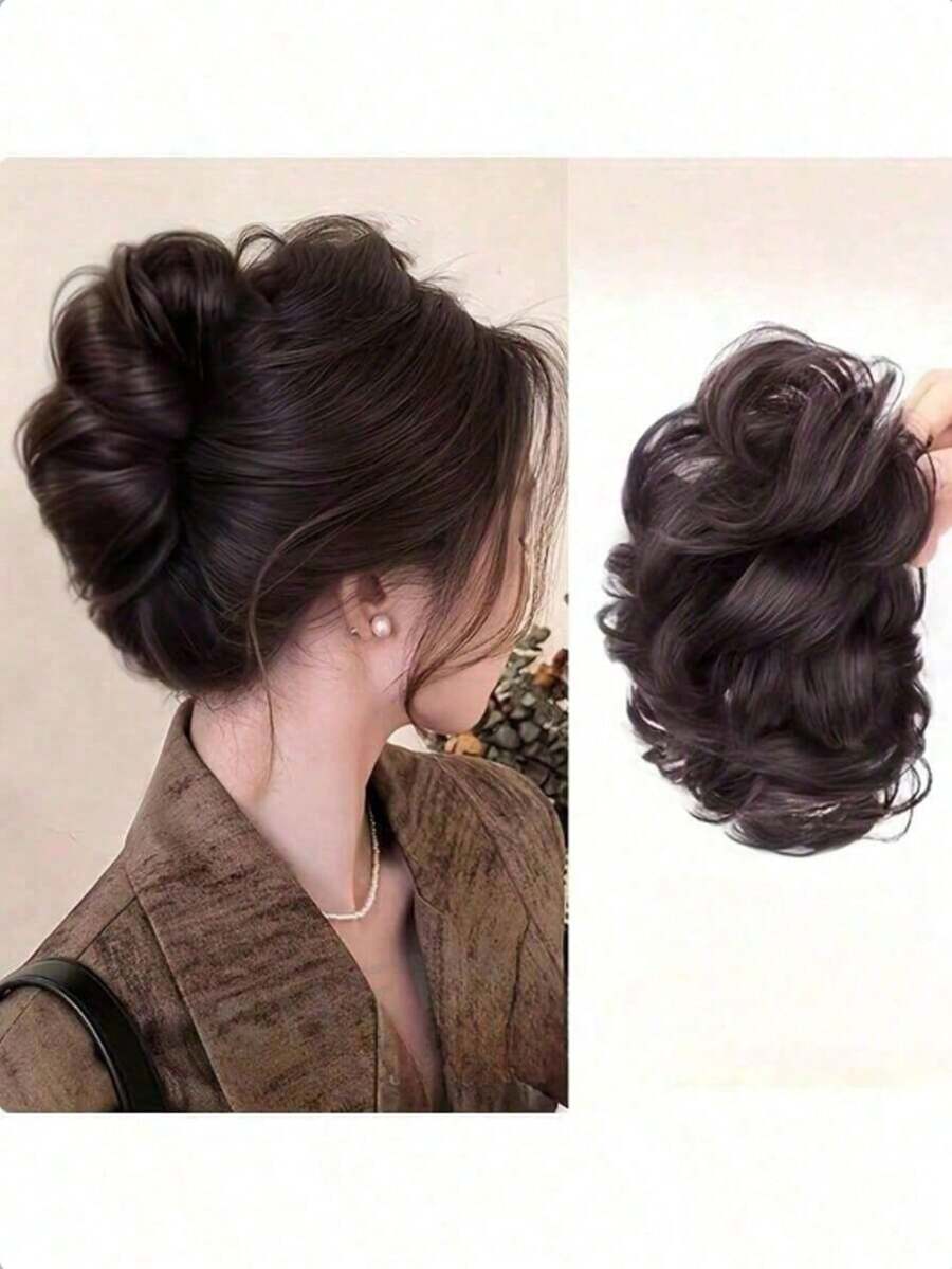 Fluffy Synthetic Hair Bun Claw Clip Hair Accessory, Fake Bun Hair Clip, Bun Hair Accessory For Easy Updo Styling, Fluffy Hair Bun Hair Accessory For Slouchy Daily Updo Styling