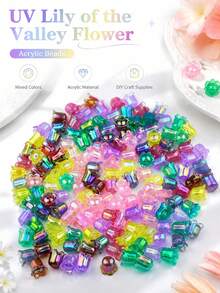 10pcs Colorful UV Lily Acrylic Beads, DIY Jewelry Making Materials For Necklace, Bracelet, Earrings Handcraft Beading - DIY Colorful Lily Of the Valley - View 7