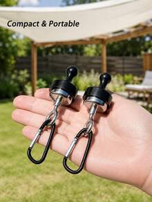 4/2/1pc Magnetic Tent Hooks With Carabiner Clips, Heavy Duty Strong Magnetic Hooks, Detachable Portable Camping Tent Hanging Rack, Multi-Function Metal Magnetic Clips, Suitable For Outdoor Tents, RVs, Awnings, Sunshades - Multicolor - View 7