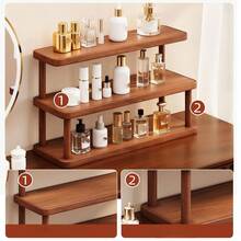 1pc Multi-Layer Bamboo Kitchen Storage Rack, Large Capacity Kitchen Spice Rack, Multi-Functional Desktop Tiered Organizer, Spice Bottle & Snack Can Storage Rack, Suitable For Kitchen Countertop, Bathroom Countertop, Side Cabinet Table Storage - Multicolor - View 6