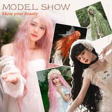 32 Inch Long Wavy Synthetic Wig With Bangs Heat Resistant Fiber Full Wig For Women Daily Party Cosplay Wig - Multicolor - View 9