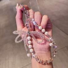 Crystal Butterfly Decor Phone Lanyard, Delicate Beaded Wrist Strap, Outdoor Travel Shopping Anti-Lost Phone Holder, Fashionable Phone Case Hanging Rope - Multicolor - View 24