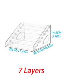 1pc/3/5/6/7 Tier Adjustable Transparent Plastic Glasses Display Stand, Modern Minimalist Style, Transparent Color, Stepped Design, Glasses Display Rack, Fashion Glasses Storage, Suitable For Bedroom Vanity, Store Window, Exhibition, Optical Shop - Transparent - View 14