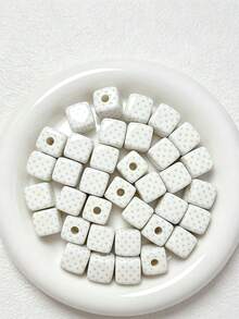 10pcs-14mm Polka Dot Style Acrylic Square Beads With Straight Hole, DIY Phone Chain, Keychain, Large Hole Loose Beads, Box Packaging, Decorative Pendant Beads, Pen - 14mm Polka Dot Square - View 14