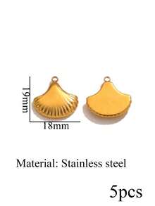 5 Buah Liontin Gantung Bentuk Hati, Semanggi, Bunga, dan Cangkang Berukir dari Baja Tahan Karat Berlapis Emas 18K untuk Perlengkapan Pembuatan Kalung, Gelang, dan Perhiasan DIY - liontin - View 8