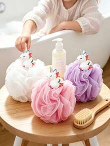 1pc Cartoon Unicorn Large Bath Ball, Hanging Bathroom Baby Scrubbing Foaming Bath Ball - Multicolor - View 1