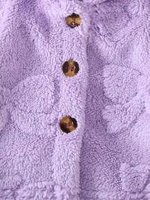 Autumn/Winter Baby Girl Plush Hooded Cape Coat, Suitable For Outdoor Wear - Mauve Purple - View 3