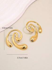 1 Pair Minimalist Matte Geometric Earrings For Women, High-End Commuter Cold Style Artistic Curved Studs - Spiral - View 5