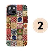 Fun Tile-Printed Phone Case, Asulaho Tile Design IPhonecover, Ceramic Tile  Galaxy, Vintage Porcelain , Artistic Style - 白色5 - 查看 4