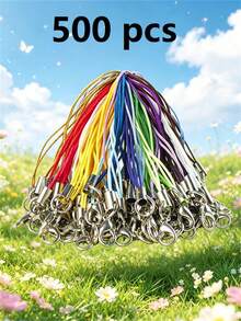 1 Pack 10/30/50/100/200/300/500/1000pcs Multicolor Black Pendant Rope Lanyard Lasso Hanging Rope Lobster Clasp Rope Keychain Hook Phone Set Pendant Jewelry Accessories - Black - View 26